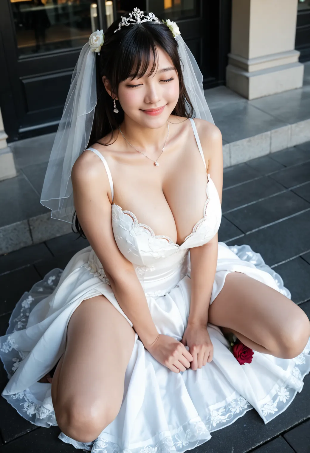 【「爆乳・超乳×ウェディングドレス」AIエロ画像（リアル・実写・フォト風）105枚まとめ！のエロ画像6枚目